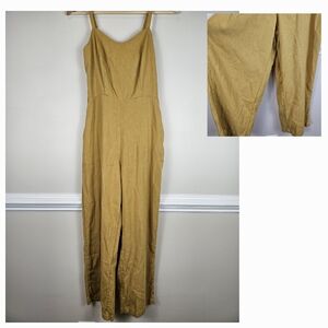 Old Navy Marigold Linen Blend Spaghetti Strap Pull On Jumpsuit Overalls XS a0220